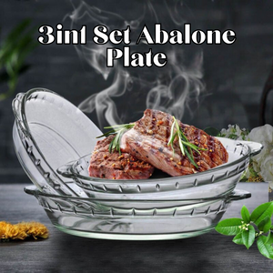 Locaupin 3in1 Round Borosilicate Glass Baking Pan Pie Main Dish Serving Bowl Plates Side Handle Soft Edge Microwave Oven Bakeware