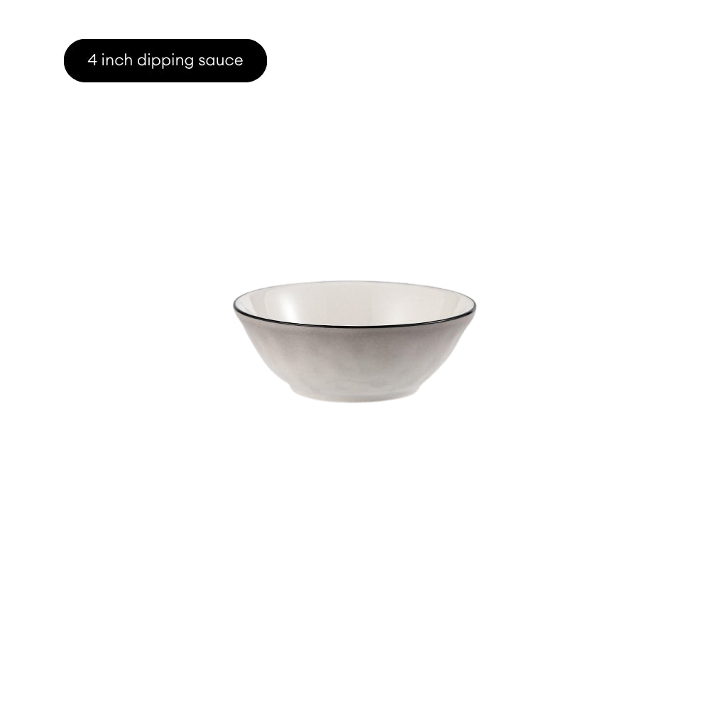 LOCAUPIN Minimalist Glazed Ceramic Dinnerware Microwave Oven Safe Multi-Size Plates and Bowls Dining Set Food Safe Plate