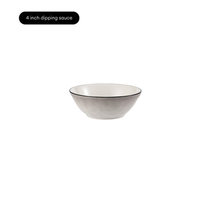 LOCAUPIN Minimalist Glazed Ceramic Dinnerware Microwave Oven Safe Multi-Size Plates and Bowls Dining Set Food Safe Plate