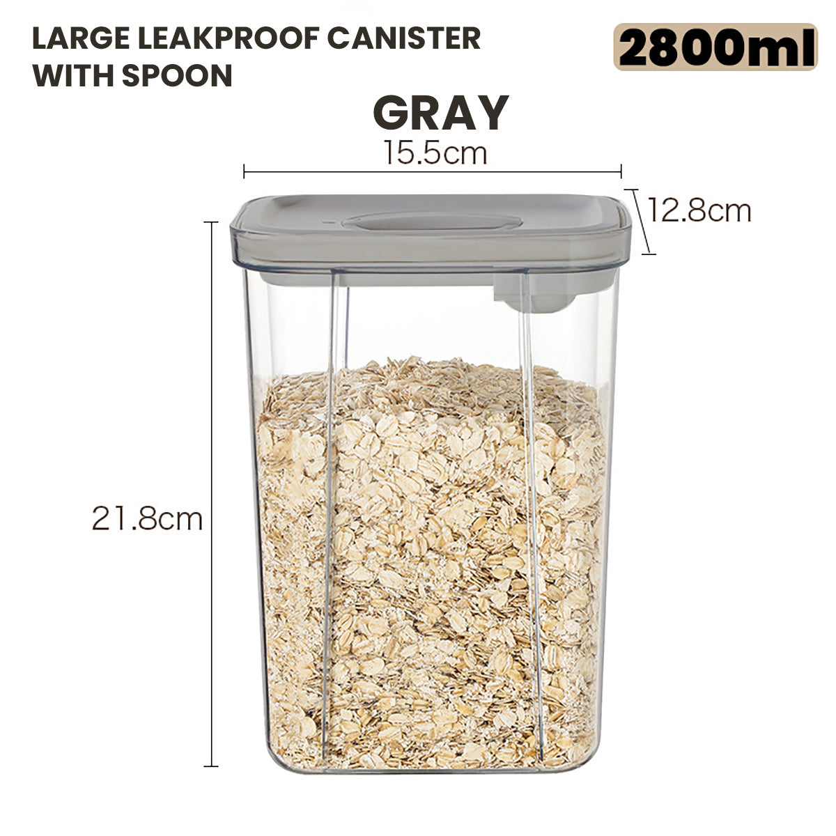 Locaupin Airtight Food Storage Container Leakproof Stackable Dry Cereal Jar Locking Lid Canister with Spoon Kitchen Pantry Organizer