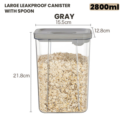 Locaupin Airtight Food Storage Container Leakproof Stackable Dry Cereal Jar Locking Lid Canister with Spoon Kitchen Pantry Organizer