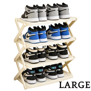 Locaupin Foldable 4 Layer Shoe Rack Space Saving Multi-Layer Easy Access Shoe Storage Sandals Heels Slippers Shelf Organizer