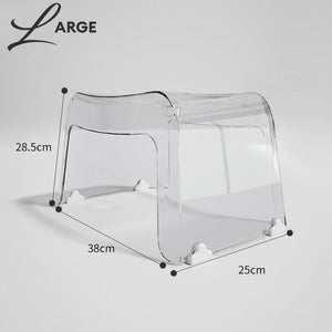 Locaupin Transparent Mini Chair Non Slip Waterproof Foot Step Stool Shower Low Bench Bathroom Seat