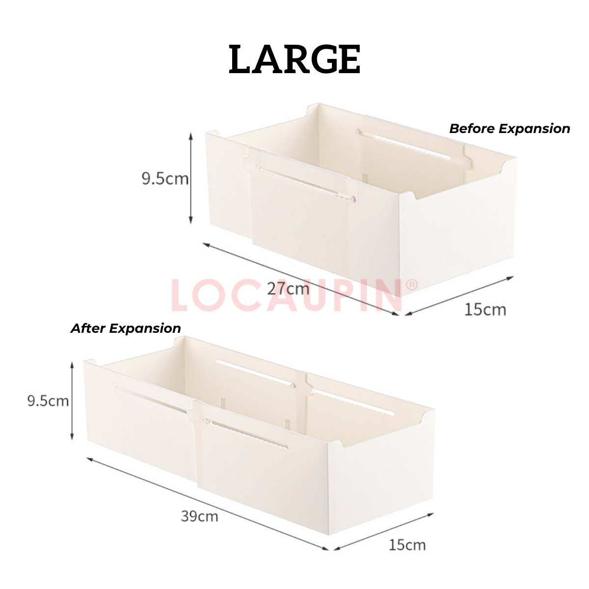 Locaupin Multifunctional Extendable Drawer Tray Storage Adjustable Sorting Box Home Kitchen Wardrobe Office Supplies Organizer