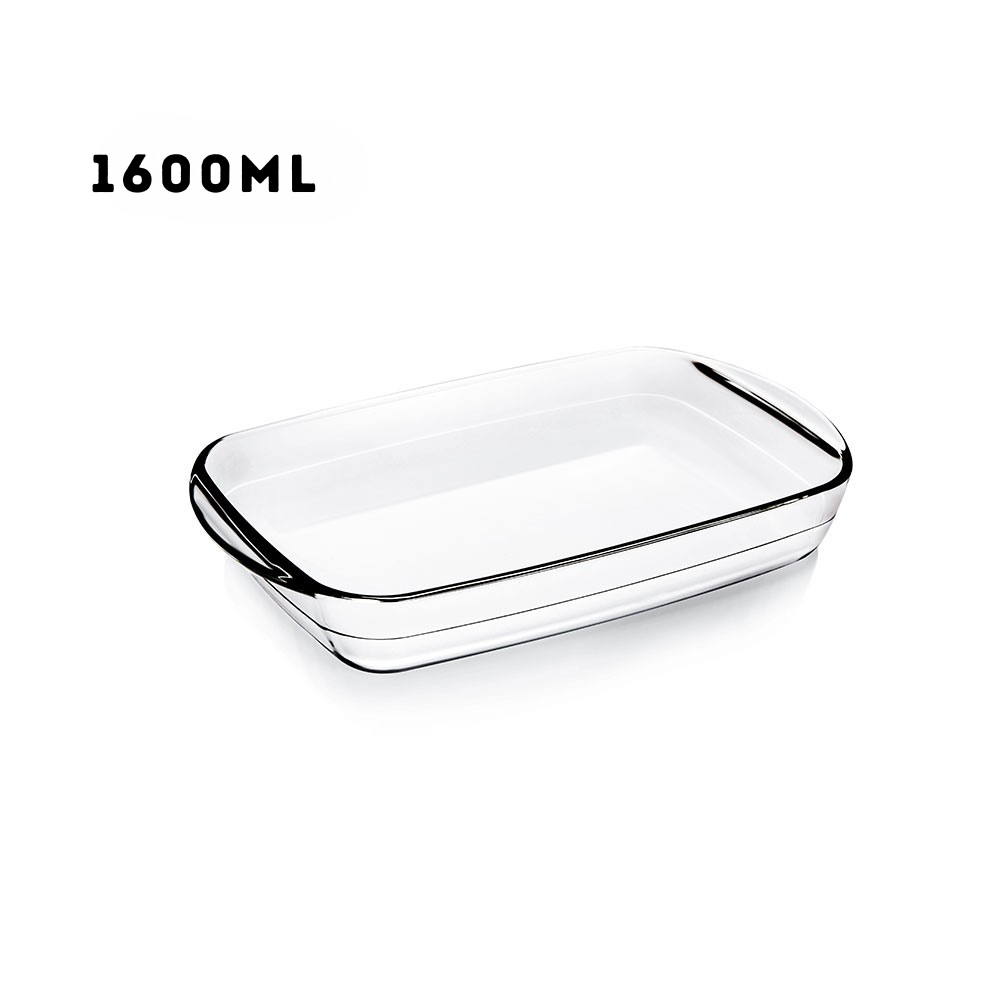 Locaupin Rectangular Baking Plate Borosilicate Glass Snack Bread Pan Oven Safe Bakeware Cooking Dish Food Container