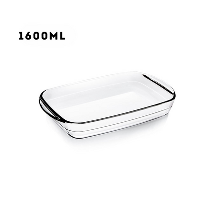 Locaupin Rectangular Baking Plate Borosilicate Glass Snack Bread Pan Oven Safe Bakeware Cooking Dish Food Container