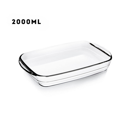 Locaupin Rectangular Baking Plate Borosilicate Glass Snack Bread Pan Oven Safe Bakeware Cooking Dish Food Container