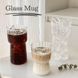LOCAUPIN Borosilicate Glass Coffee Gift Mug Textured Aesthetic Drinking Cup Hot Cold Milk Tea