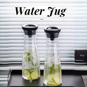 LOCAUPIN 1500ml Stovetop Water Jug Borosilicate Glass Juice Pitcher Hot Cold Beverage Tea Filter