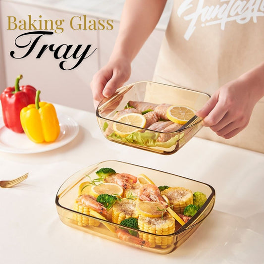LOCAUPIN Borosilicate Vintage Glass Microwavable Baking Plate Christmas Food Serving Tray Oven Safe