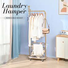 Load image into Gallery viewer, LOCAUPIN Rolling Laundry Hamper Basket Hanger Rack Wardrobe Closet Organizer Dirty Clothes Storage
