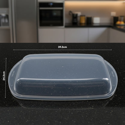 Locaupin Rectangular Baking Plate Borosilicate Glass Snack Bread Pan Oven Safe Bakeware Cooking Dish Food Container