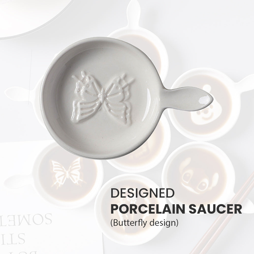 Locaupin Creative Dinnerware Porcelain Small Dipping Bowl Serving Saucer Plate Condiment Seasoning Dishes Cute Design