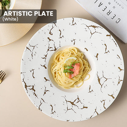 Locaupin Wide Rim Pasta Bowl Porcelain Microwavable Round Deep Plate Serving Dishes Dinner Salad Dessert Oven Safe Dinnerware