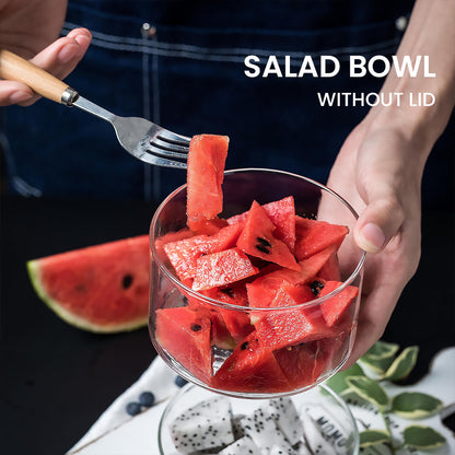 Locaupin Heat Resistant Borosilicate Glass Fruit Vegetable Dessert Serving Salad Bowl Multipurpose Stackable Food Storage Microwavable Oven Safe