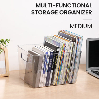 Locaupin Transparent Large Storage Box Desktop Wardrobe Cabinet Organizer Sorting Cosmetic Container Bin For Room Kitchen