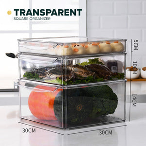 Locaupin Stackable Food Storage Fridge Container Pantry Cabinet Keeper Kitchen Refrigerator Organizer Bin With Lid