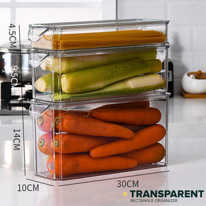 Locaupin Pantry Cabinet Keeper Rectangular Shaped Stackable Food Storage Fridge Container Kitchen Refrigerator Organizer Bin With Lid