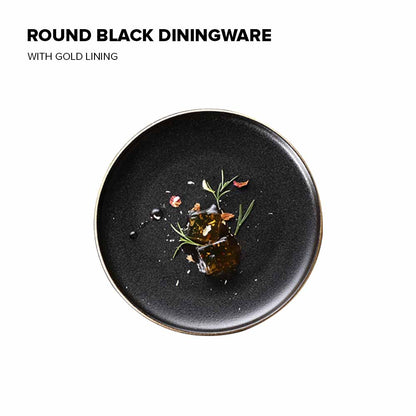 Locaupin Minimalist Black Frosted Dinner Plate Oven Safe Tableware Porcelain Serving Dish Tray Dessert Steak Kitchen Restaurant Cafe