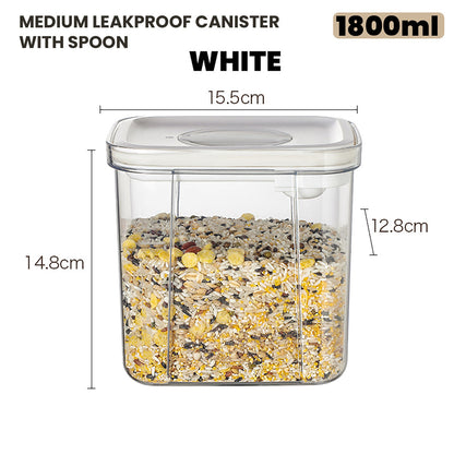 Locaupin Airtight Food Storage Container Leakproof Stackable Dry Cereal Jar Locking Lid Canister with Spoon Kitchen Pantry Organizer