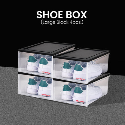 Locaupin Frosted With Lid Shoe Box Cabinet Organizer Dust-Proof Disassemble Clamshell Plastic Storage Case Set