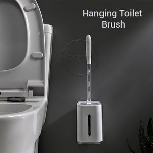 Locaupin Wall Mounted Household Bathroom Accessories Long Handle Soft Bristle Toilet Brush with Holder For Cleaning and Scrubbing