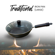 Load image into Gallery viewer, Locaupin Traditional Non-Stick and Non-Coated Easy Cooking Textured Frying Pan Home Stainless Iron Pot with Wooden Handle Suitable For All Stove
