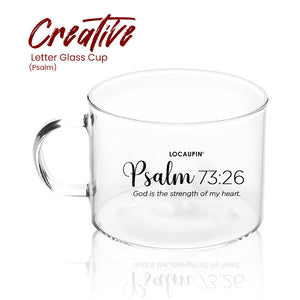 Locaupin Creative Bible Verse Letter Design Borosilicate Glass Coffee Mug with Handle Hot & Cold Beverage Breakfast Cup For Office Home Use