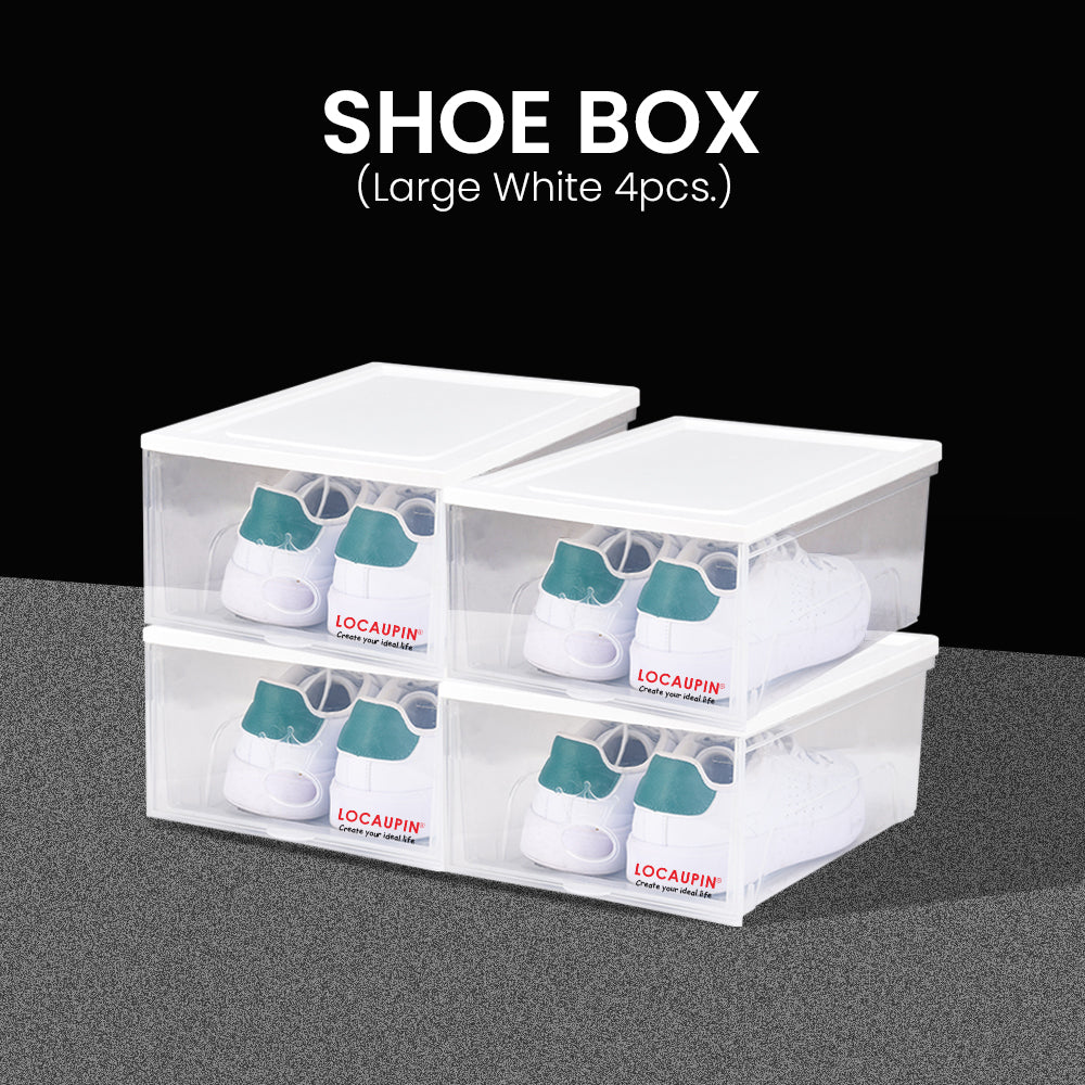 Locaupin Frosted With Lid Shoe Box Cabinet Organizer Dust-Proof Disassemble Clamshell Plastic Storage Case Set