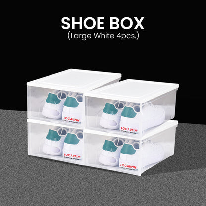 Locaupin Frosted With Lid Shoe Box Cabinet Organizer Dust-Proof Disassemble Clamshell Plastic Storage Case Set