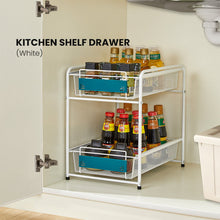 Load image into Gallery viewer, Locaupin Kitchen Rack Under the Sink Shelf Multi-functional Sliding Basket Drawer Double Layer Metal Coated Seasoning Organizer
