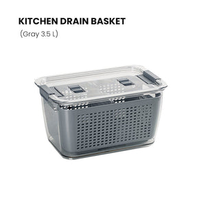 Locaupin Kitchen With Lid Drain Basket Fruit and Vegetable Washing Container Basket Preservation Box Food Organizer Well-Sealed