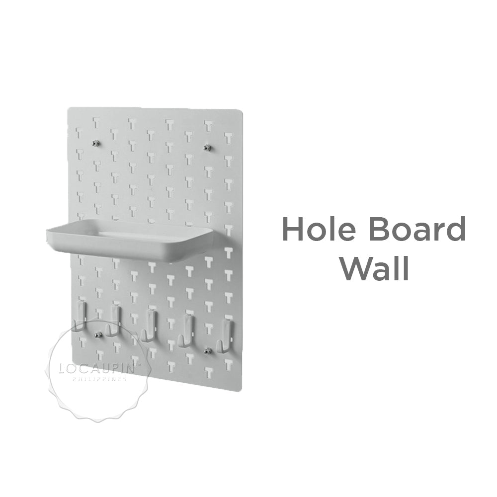 Locaupin Storage Wall Decor Hanging Hole Board Holder Hook Plastic Display Organizer Pegboard Waterproof Shelf for Kitchen Living Room and Bathroom