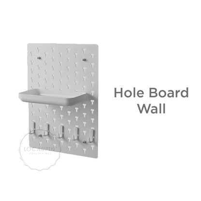 Locaupin Storage Wall Decor Hanging Hole Board Holder Hook Plastic Display Organizer Pegboard Waterproof Shelf for Kitchen Living Room and Bathroom