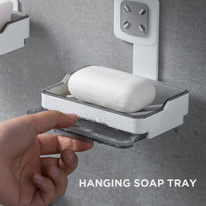 Locaupin Hanging Bar Soap Holder with Self Draining Tray