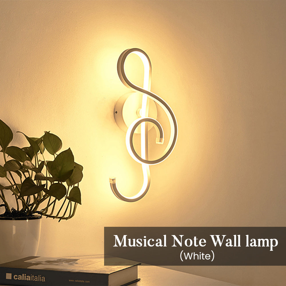 Locaupin Simple and Creative Led Musical Note Mounted Wall Lamp Sconce Indoor Lighting Living Room Decor  Bedside