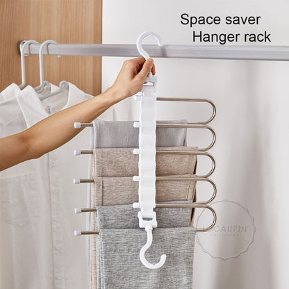 Locaupin Laundry Non-Slip Drying Hanger Pants Organizer Space Saving Wardrobe Closet Storage Rack for Scarf Jeans Trousers