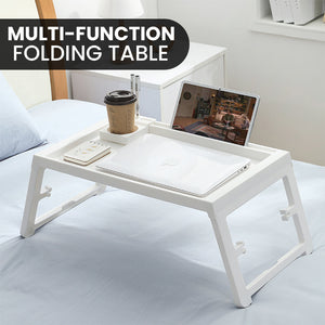 Locaupin Portable Desk Folding Lazy Study Laptop Bed Table with Cup Holder for Serving Breakfast Tray Working Reading on Sofa Couch