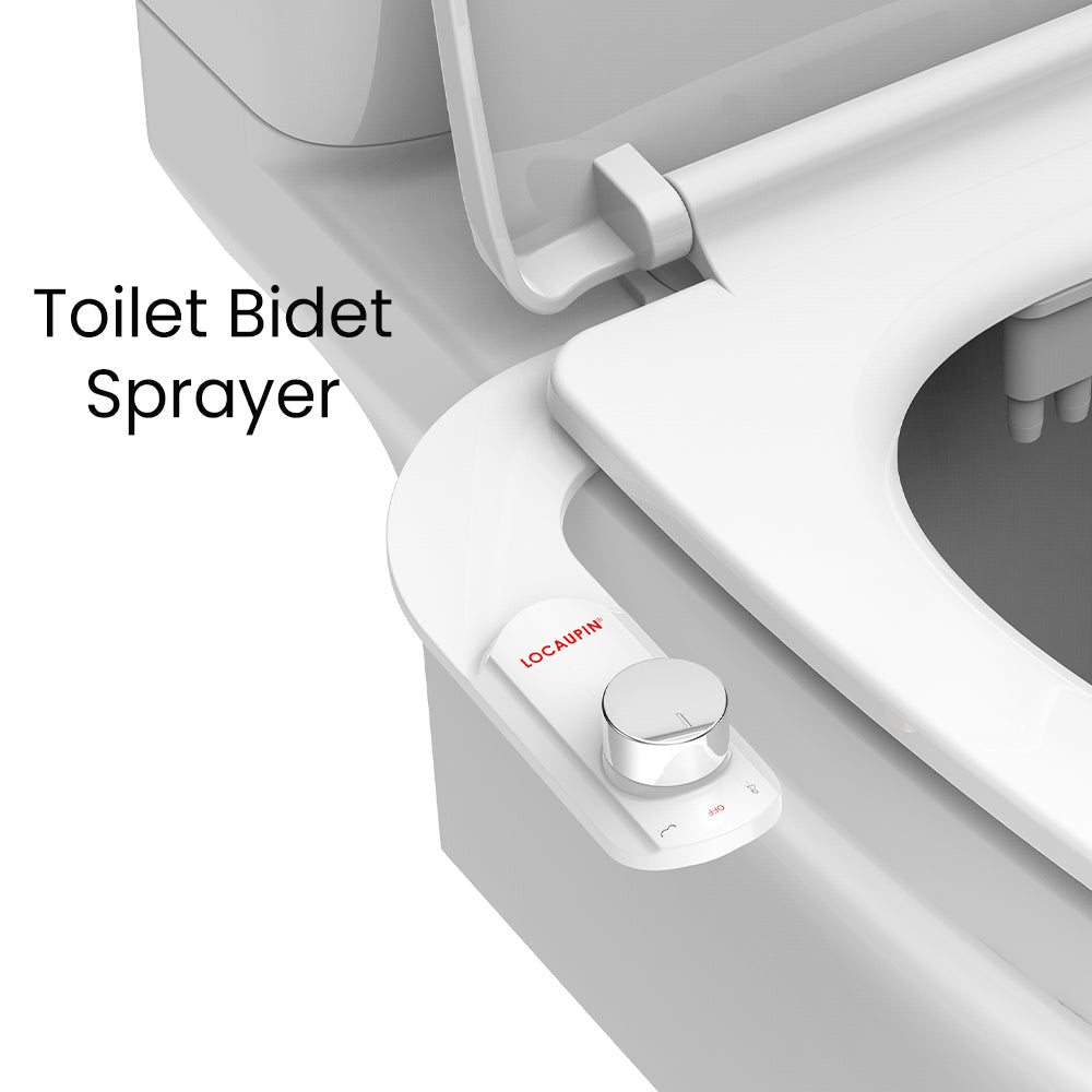 Locaupin Bathroom Hands-Free Non Electric Bidet Toilet Seat Attachment with Dual Nozzles For Rear & Feminine Wash