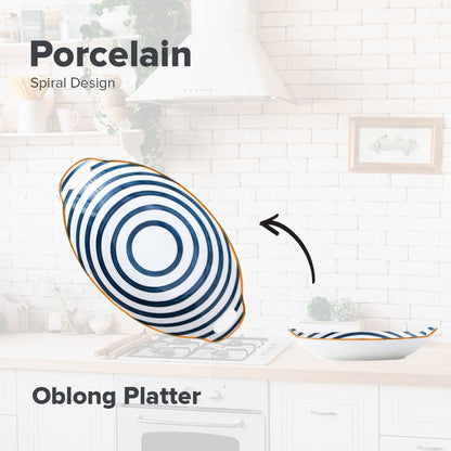 LOCAUPIN Spiral Japanese Porcelain Tableware Dining Plate Dip Soup Bowl Serving Platter Sauce Holder