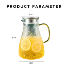 Load image into Gallery viewer, Locaupin Textured Borosilicate Glass Pitcher with Stainless Steel Lid Hot and Cold Resistant Refrigerator Tea Juice Water Jug
