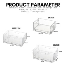 Load image into Gallery viewer, Locaupin Transparent Collapsible Storage Box Multipurpose Large Capacity Stackable Organizer with Handle Space Saver Bins
