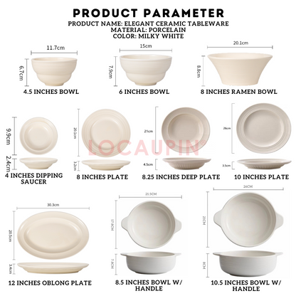 Locaupin Elegant Porcelain Nordic Style Tableware Minimalist and Cozy Look Dinnerware Perfect for any Special Occasion