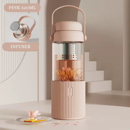 LOCAUPIN Tea Water Separation Infuser Bottle Brewer Glass Portable Tumbler Drink Gift for Women Mom
