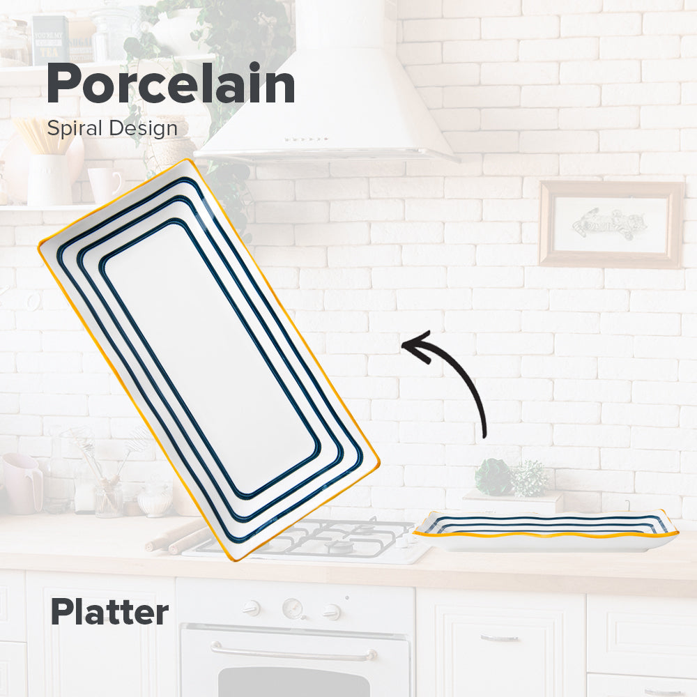 LOCAUPIN Spiral Japanese Porcelain Tableware Dining Plate Dip Soup Bowl Serving Platter Sauce Holder