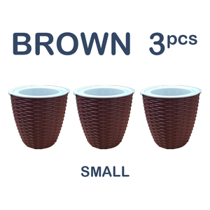 Locaupin Rattan Design Round Flower Pot Lazy Self Watering Planter Absorbent Wicking Rope Inner Water Storage For Plants Herbs