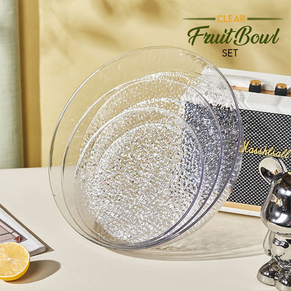 Locaupin Clear Round Serving Food Tray Fruit Salad Bowl Container Multifunctional Appetizer Snacks Platter