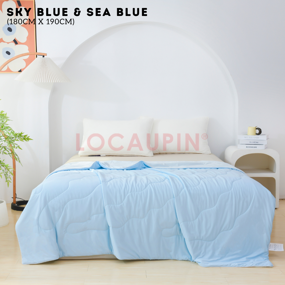 Locaupin CoolMax Double Sided Cooling Blanket Cool and Soft Comforter with Skin-Friendly Material for Warm Nights or Everyday Use