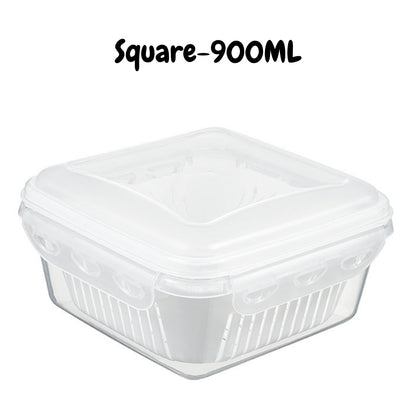 Locaupin Food Storage Container With Drainer Refrigerator  Organizer Kitchenware  Fresh Keeping Fruit And  Vegetable Draining Bin