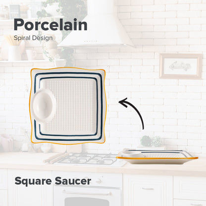 LOCAUPIN Spiral Japanese Porcelain Tableware Dining Plate Dip Soup Bowl Serving Platter Sauce Holder